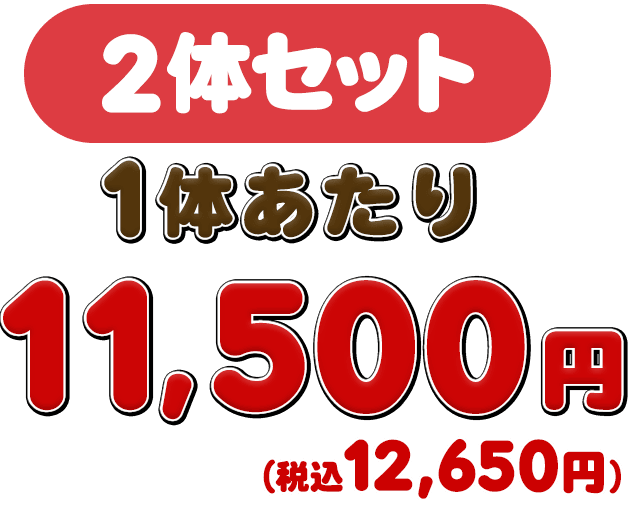 2体セットは1体あたり11,300円(税抜)