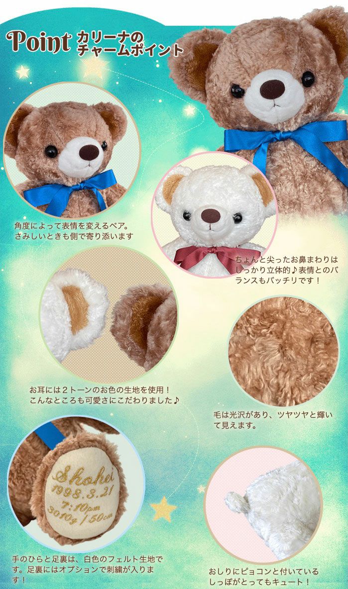 体重ベア「カリーナ」のチャームポイント