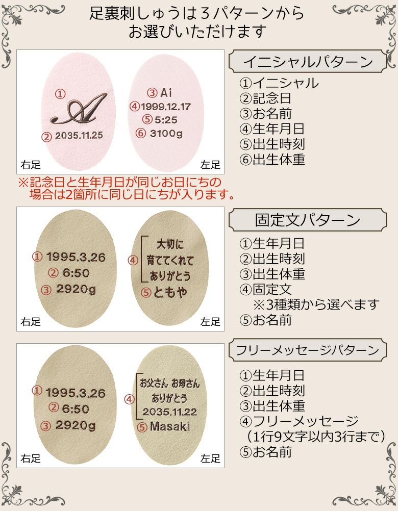 カントリークラシックベア広島カープモデルの足裏刺しゅうパターン
