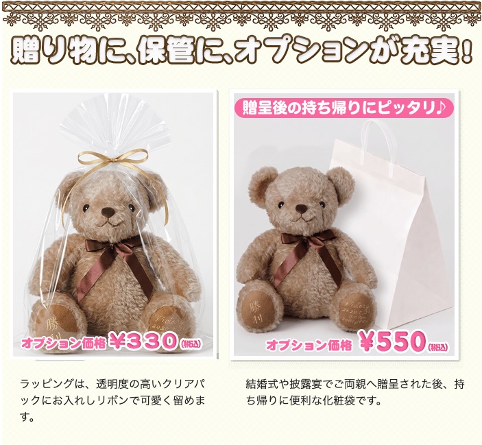体重ベア「ココット」のラッピングと持ち運びバッグ