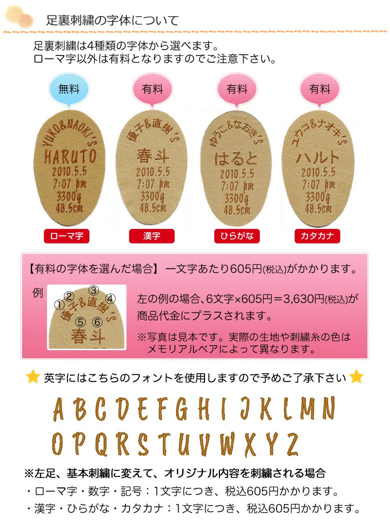 2022年限定メモリアルベア 秋冬モデルの足裏刺繍の字体について