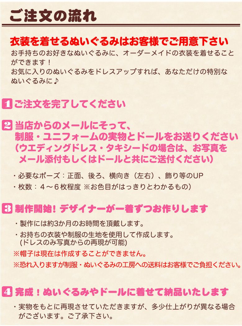 お気に入りマイドレスオーダーのご注文の流れ