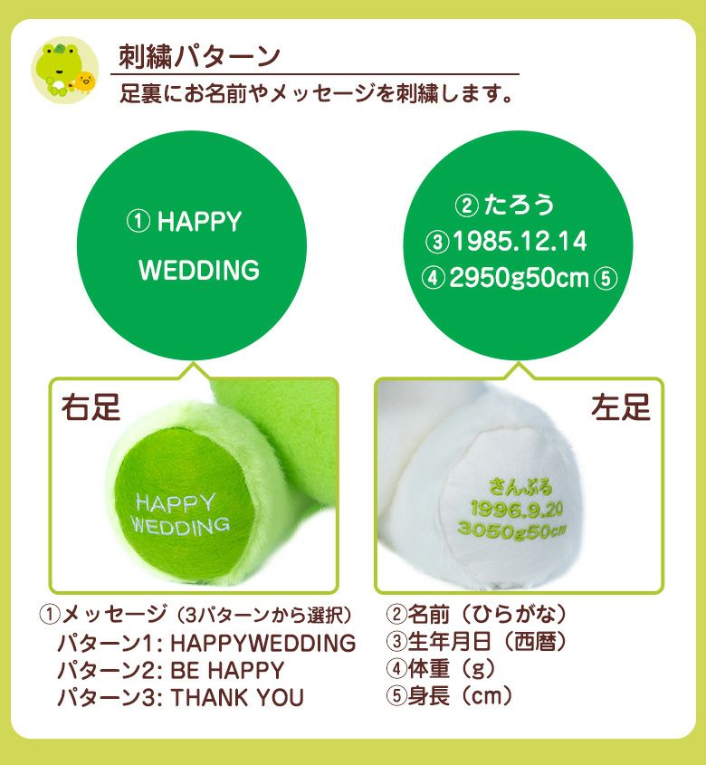 次の日ケロリ　ウェイトドールの足裏刺しゅう