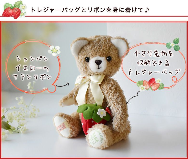 トレジャーバッグとリボンを身に着けています