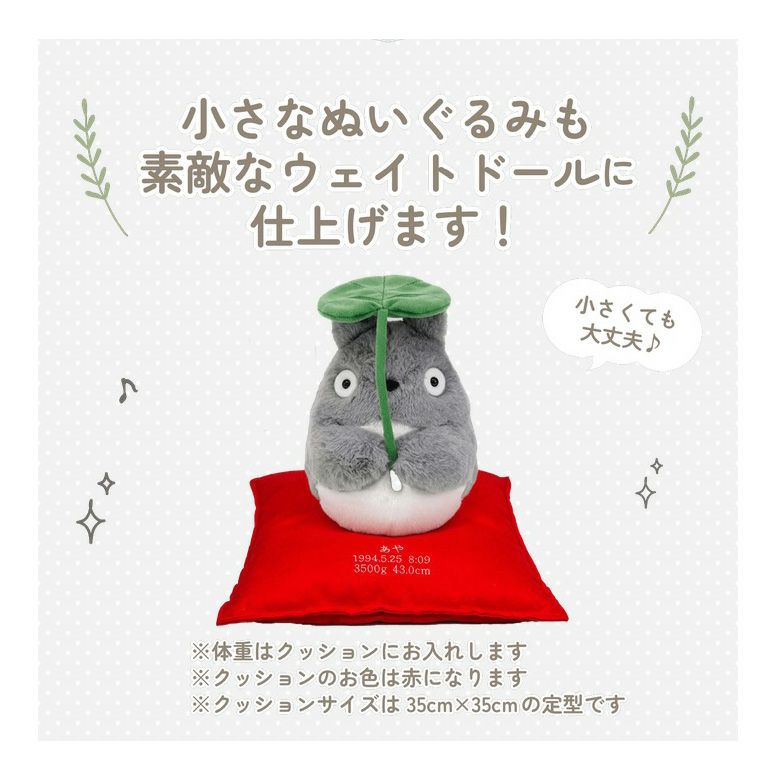 小さなトトロのぬいぐるみも素敵なウェイトドールに仕上げます