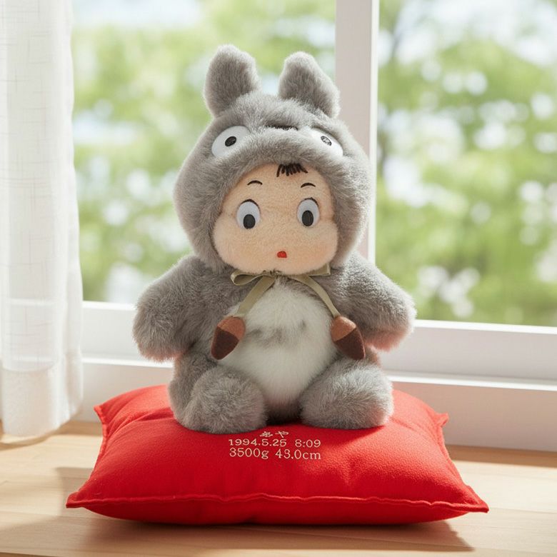 トトロの被り物を着たメイちゃんのウェイトドール